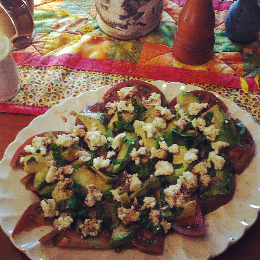 Tomato, Peach, and Avocado Salad with Ricotta Salata